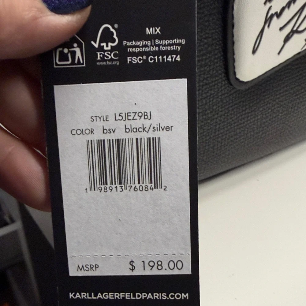 NWT Karl Lagerfeld Black Leather Camera Bag